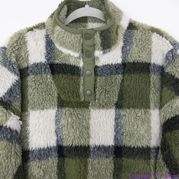 NEW Madewell (Re)sourced Sherpa Popover Tunic Jacket in Plaid, L,NB532 - Picture 4 of 16